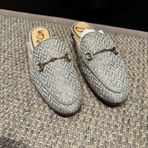 Sam Edelman Women's Light Gray & Baby Blue Linnie Mules Grey Size 5